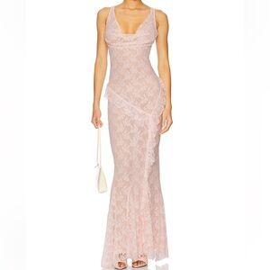 Majorelle baby pink Lace Gown